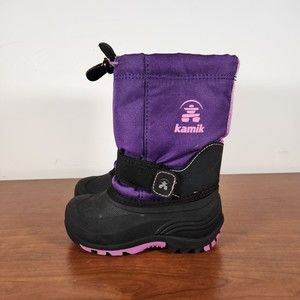 Kamik Purple Pink Black Winter Lined Winter Snow Boots Toddler Girls Size 11